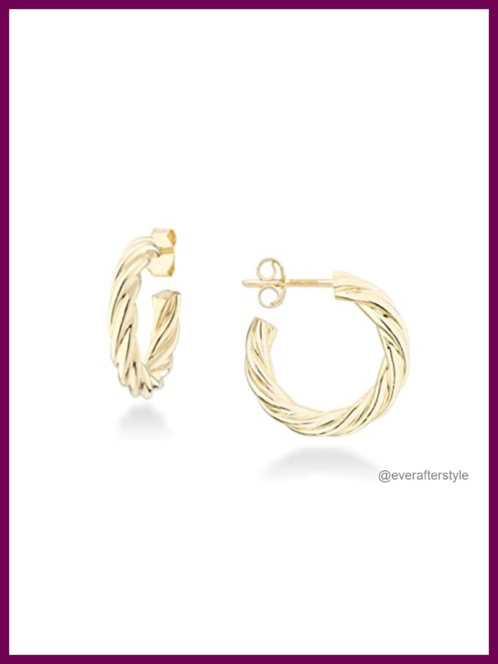 925 Sterling Silver 18K Gold Plated Twisted Hoop Earrings